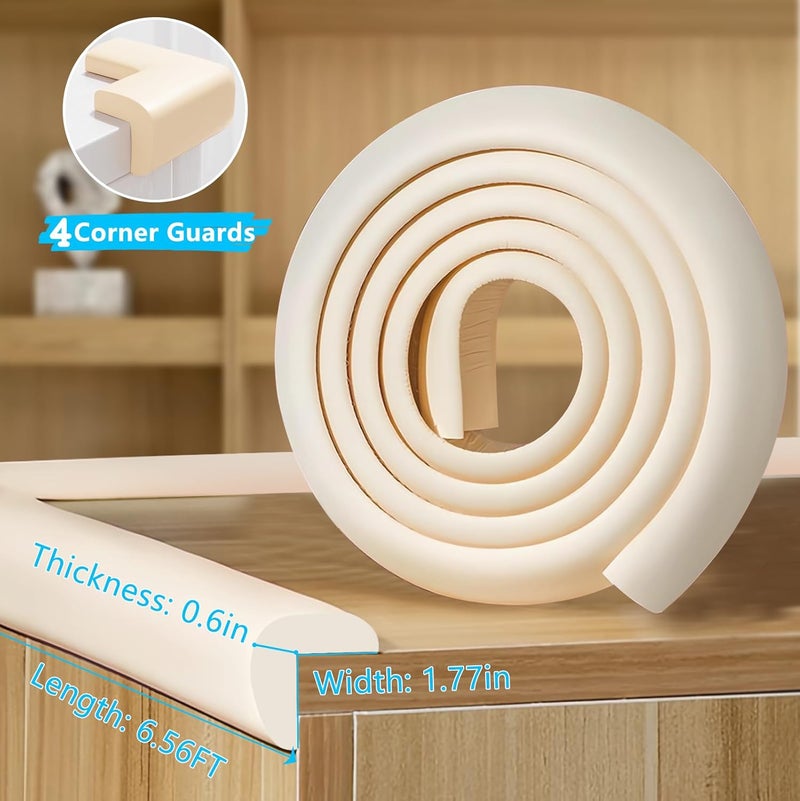 ZOMPAGO Baby Proofing Edge Corner Protector,1Roll L-Shape Soft Cabinet Door Bumper Corner Strip,4 Furniture Safety Bumper Corner Guards,Wall Protector,Self Adhesive,for Nursery,Kitchen,Fireplace,Table - Image 2